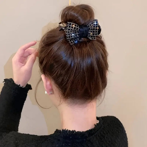 Elegant Black Bow Hair Claw Clip for Women