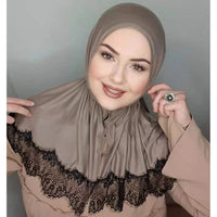 Elegant Lace Collar Hijab Cap