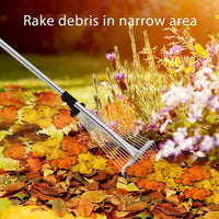 Adjustable Metal Leaf Rake Long Handle