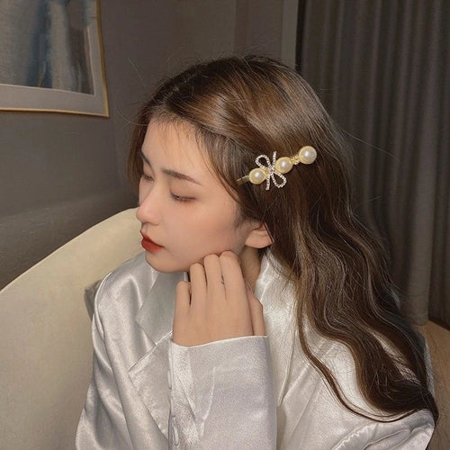Elegant Ribbon Pearl Hairclip