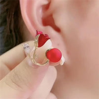 Red Rose Stud Earrings