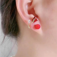 Red Rose Stud Earrings