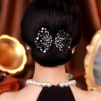 Tail Rhinestone Flower Hair Bun Shaper