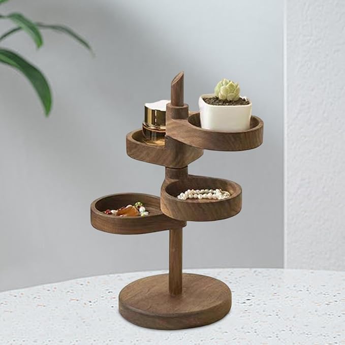 Rotating Wooden Jewelry Storage Rack