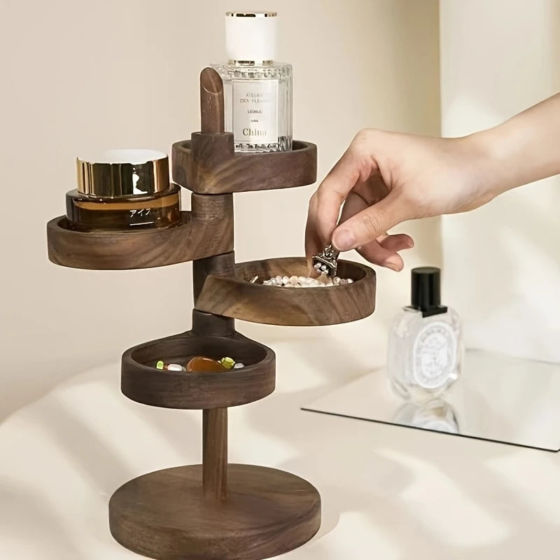 Rotating Wooden Jewelry Storage Rack