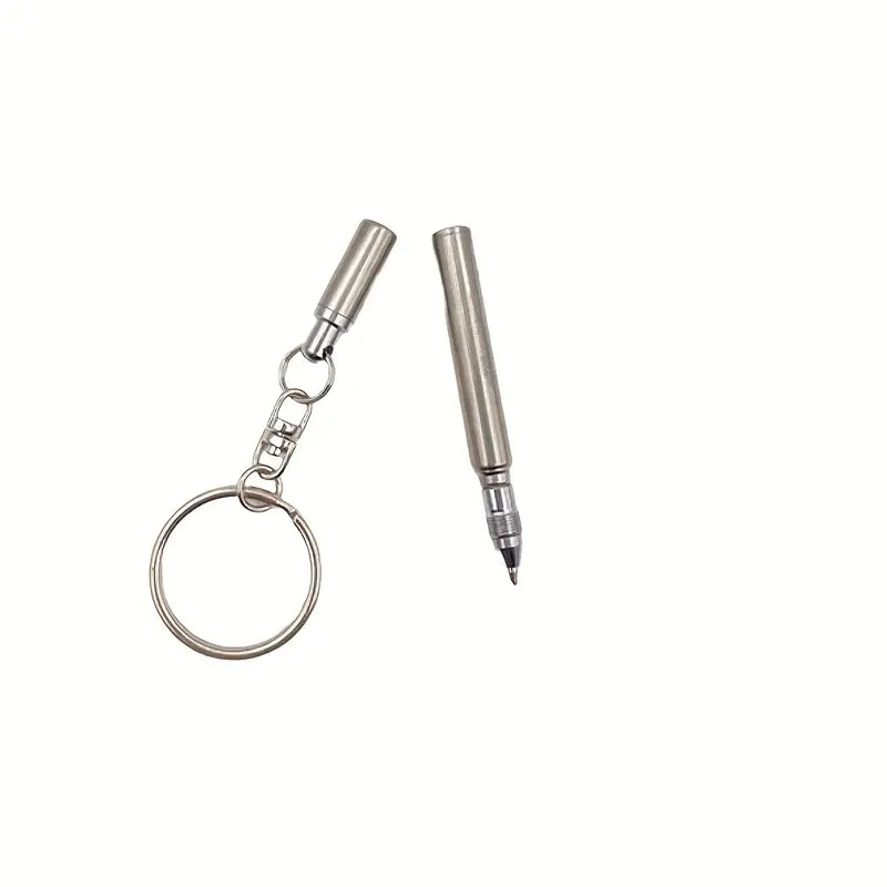 Stainless Steel Retractable Ballpoint Pen with Keychain