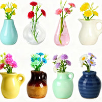 Refrigerator Magnets - Cute Mini Ceramic Vase Fridge Magnets with Artificial Flowers