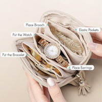 Travel Jewellery Bag – Compact Waterproof PU Leather Jewellery Organizer