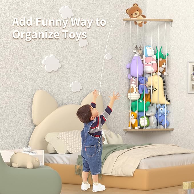 Adjustable Wooden Plush Animal Storage Basket