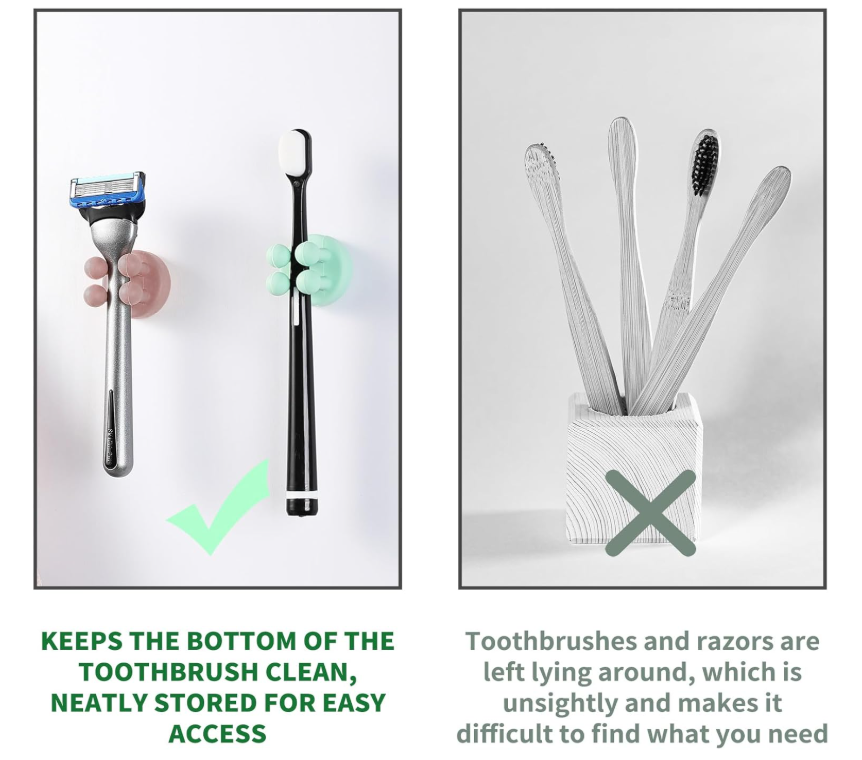 3Pcs Wall Mounted Silicone Toothbrush Holder