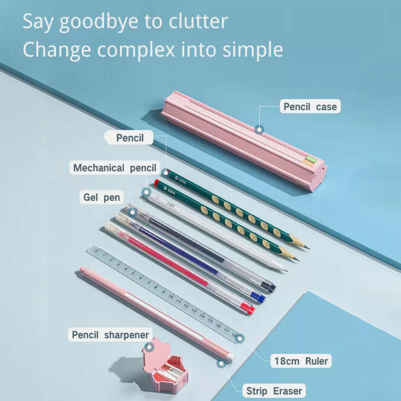 Cute Hexagonal Standing Pen Box With Ruler