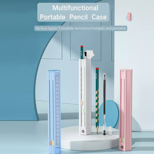 Cute Hexagonal Standing Pen Box With Ruler
