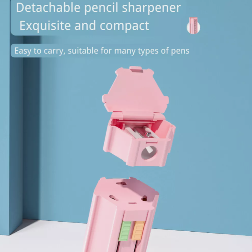 Cute Hexagonal Standing Pen Box With Ruler