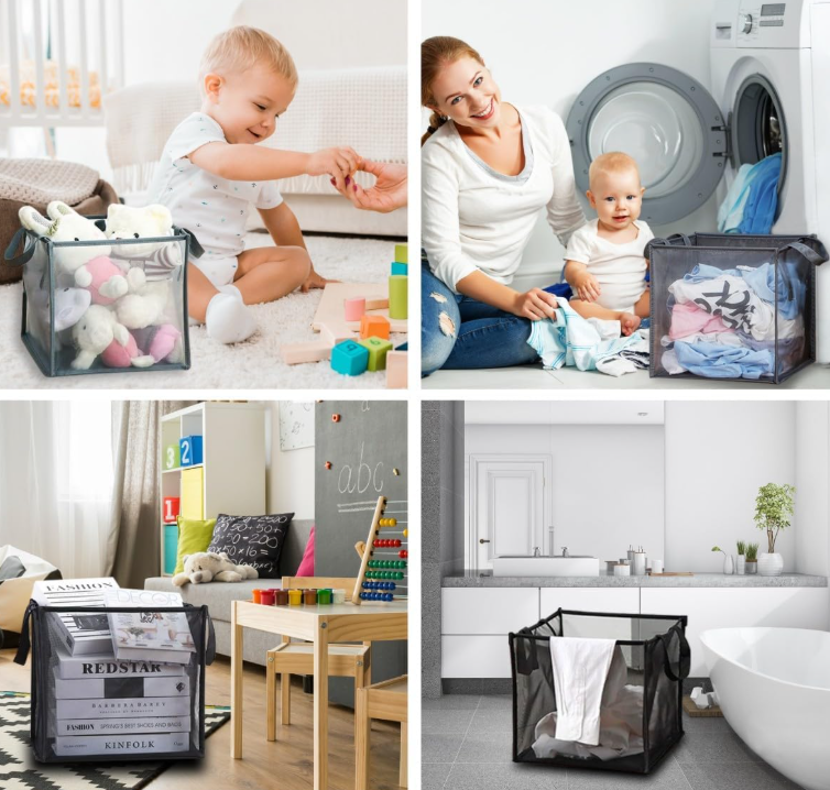 Foldable Mesh Pop-Up Laundry Hamper Bag