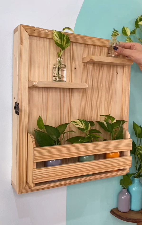 Wooden Wall-Mounted Plant Holder