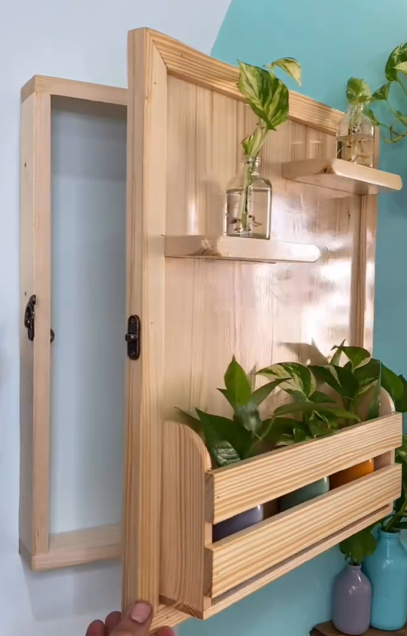 Wooden Wall-Mounted Plant Holder