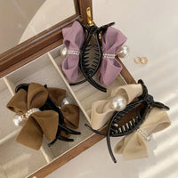 Elegant Faux Pearl Bowknot Decorative Hair Clip