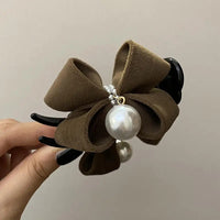 Elegant Faux Pearl Bowknot Decorative Hair Clip