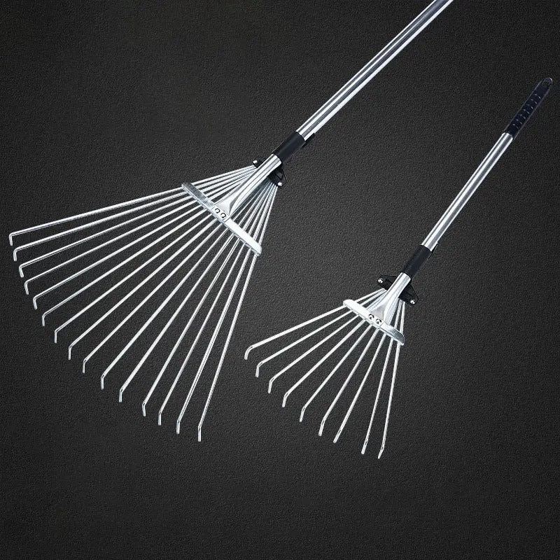 Adjustable Metal Leaf Rake Long Handle