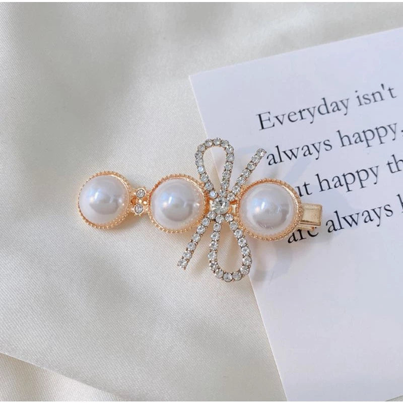 Elegant Ribbon Pearl Hairclip