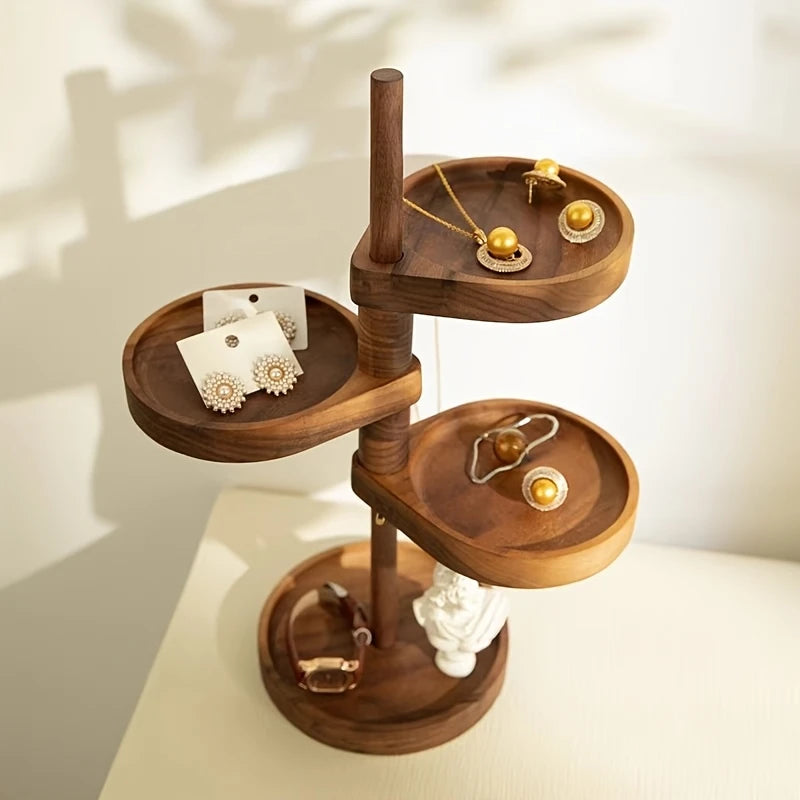 Rotating Wooden Jewelry Storage Rack