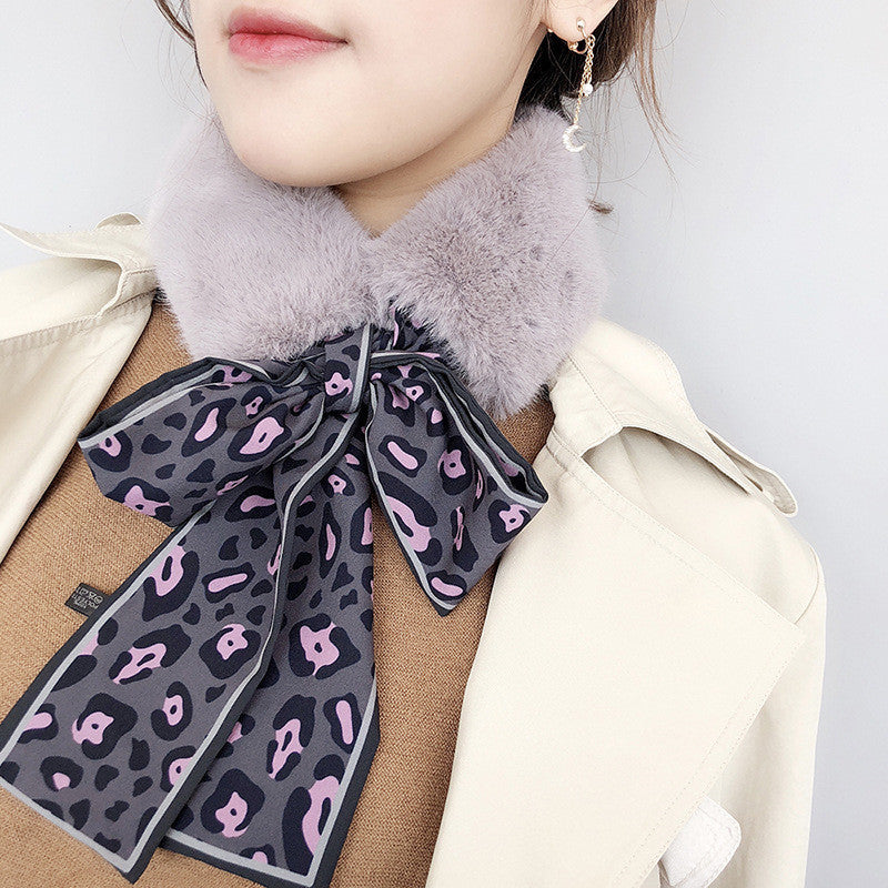 Plush Wrap Bow Tie Neck Warmer