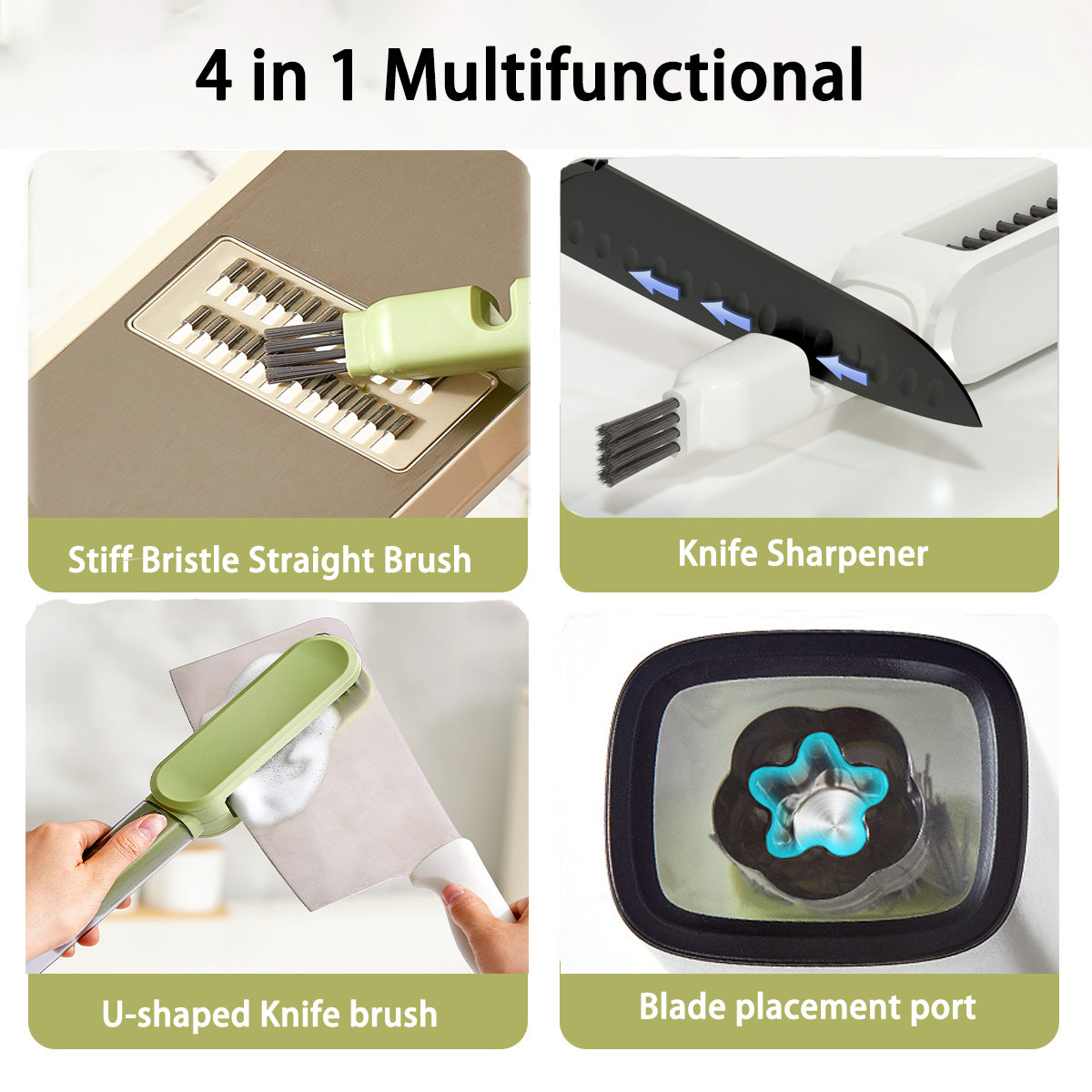 Double Sided Cleaning 4 in 1 Multifunctional Knife Brush