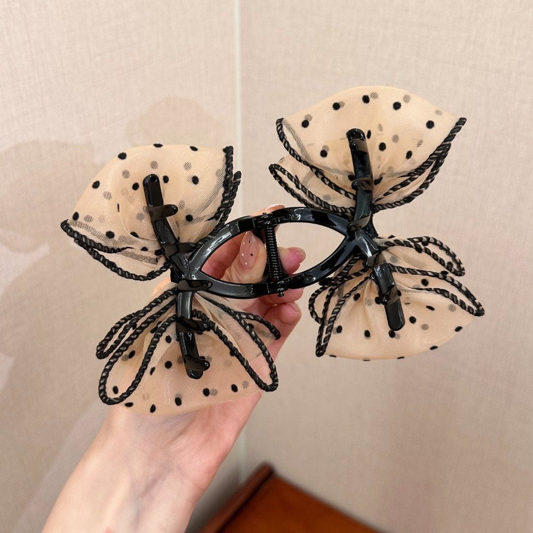 Rhinestone Sparkling Bowknot Shark Hair Clips