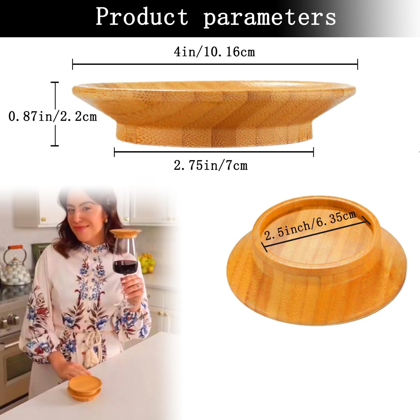 Bamboo Wine Glass Topper Coasters