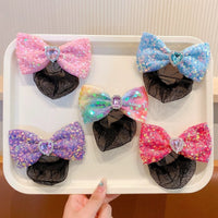 2Pcs Bow Multicolored sequin net Girl's hair croquette hairpin