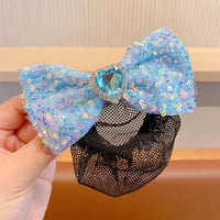 2Pcs Bow Multicolored sequin net Girl's hair croquette hairpin