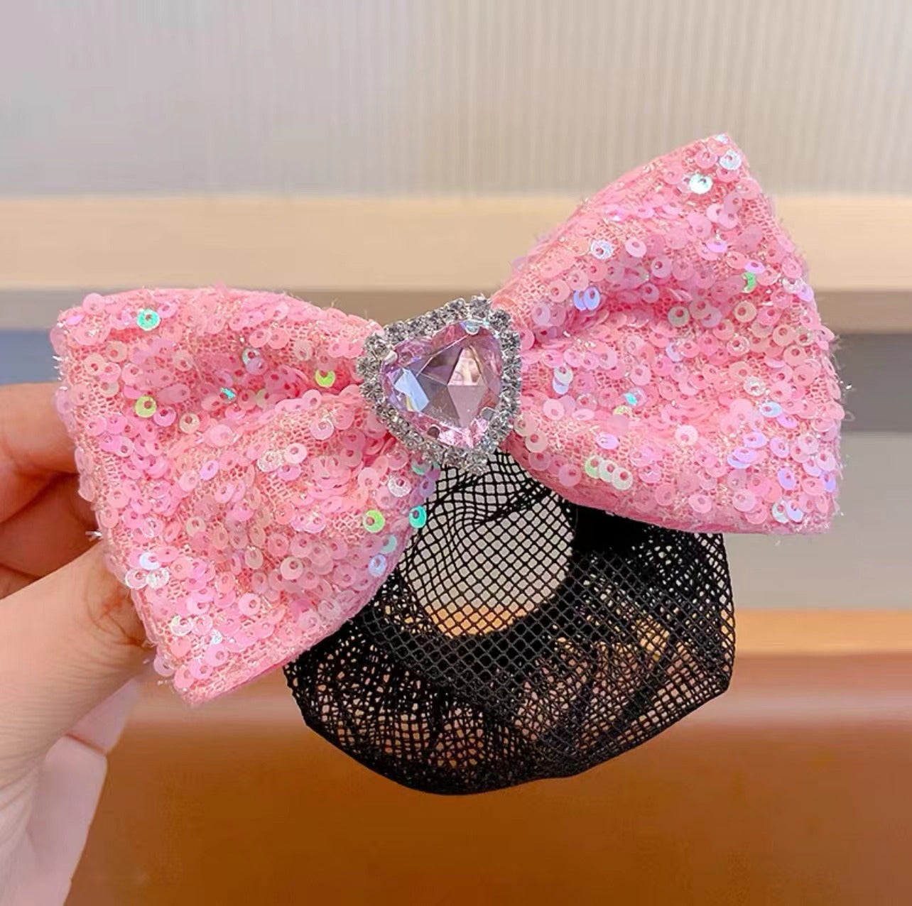 2Pcs Bow Multicolored sequin net Girl's hair croquette hairpin