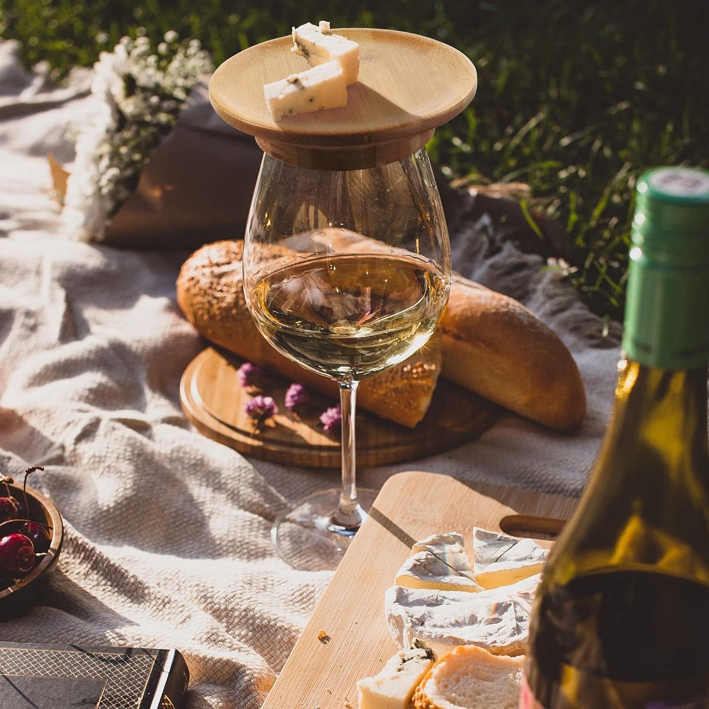 Bamboo Wine Glass Topper Coasters