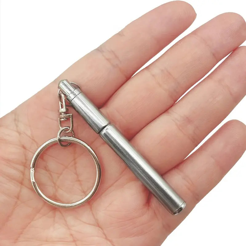 Stainless Steel Retractable Ballpoint Pen with Keychain