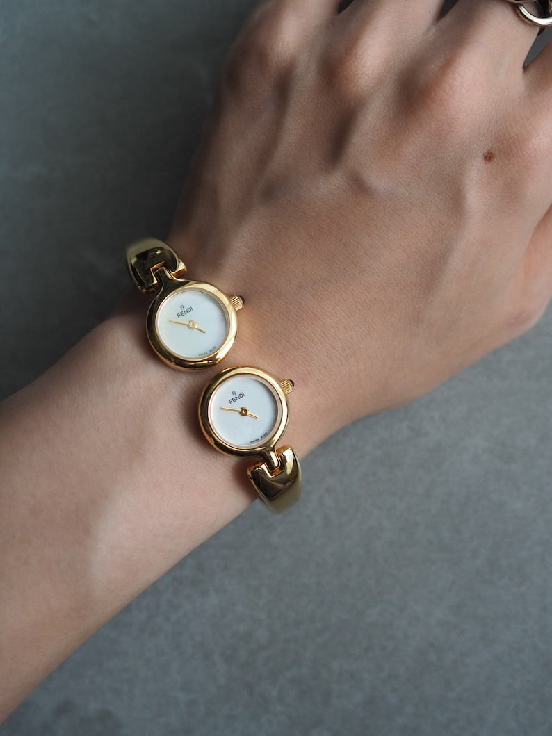 Vintage Double Face Wristwatch Bangle