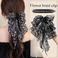 Ribbon Mesh Bow Hair Clamp Grab Clip