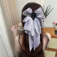 Ribbon Mesh Bow Hair Clamp Grab Clip