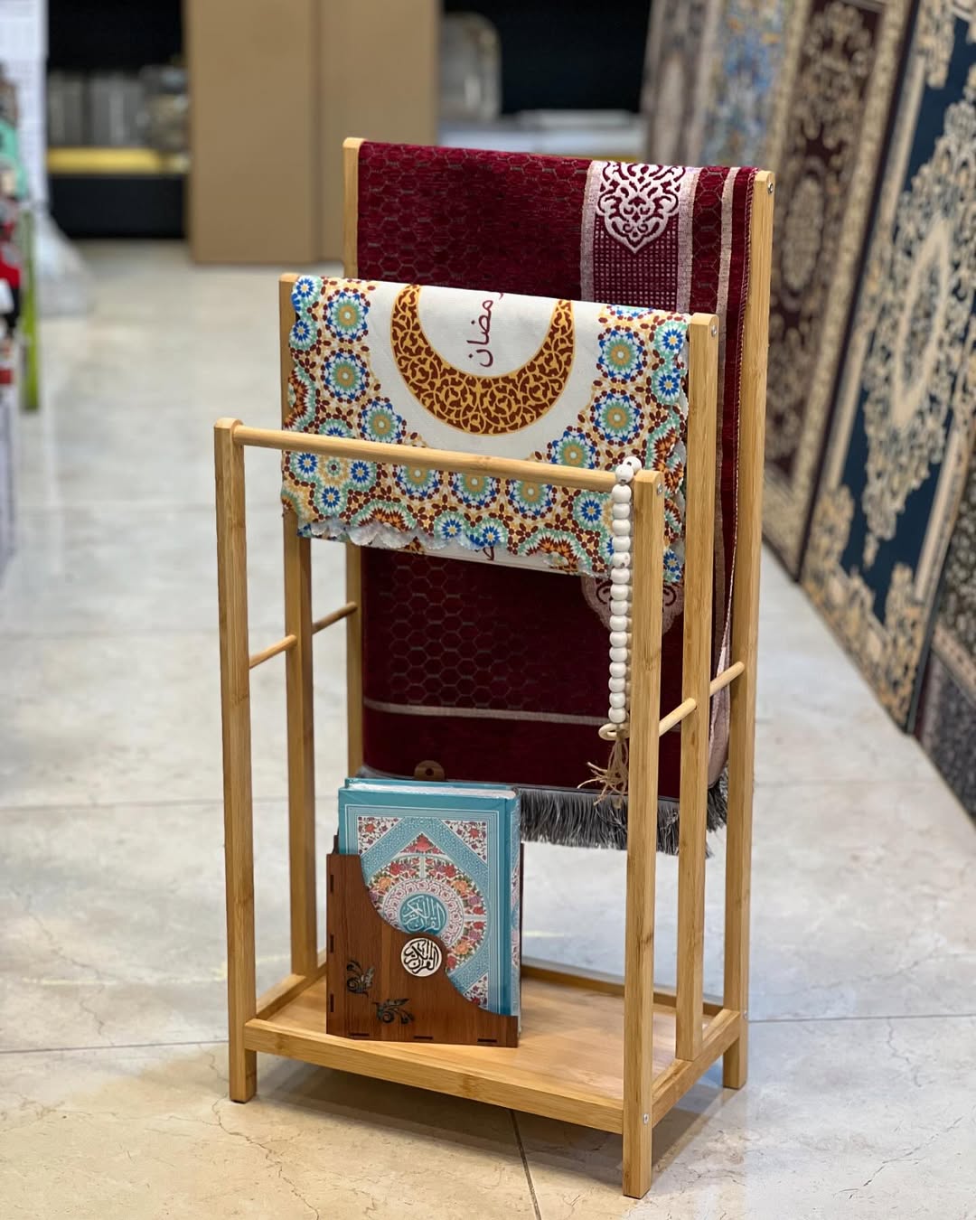 Wooden Prayer Rug And Quran Stand