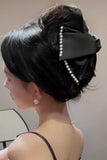 Satin Covered Hair Clip With Pearls