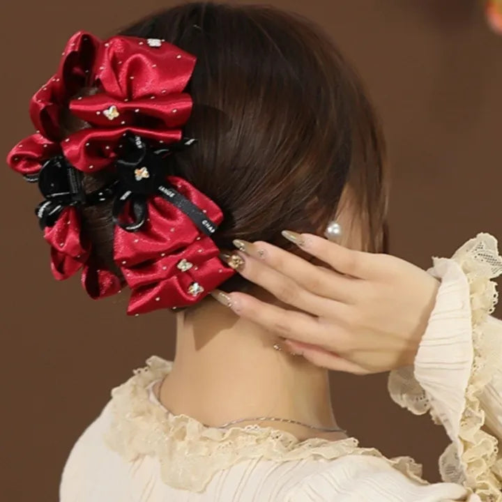 Diamond Bow Flower Hair Claw Clip