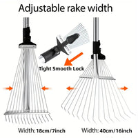 Adjustable Metal Leaf Rake Long Handle