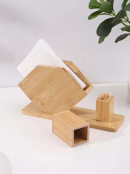 Wooden Tissue Box and Toothpick Holder