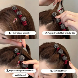 4pcs Elegant Sparkling Hair Braiding Clips