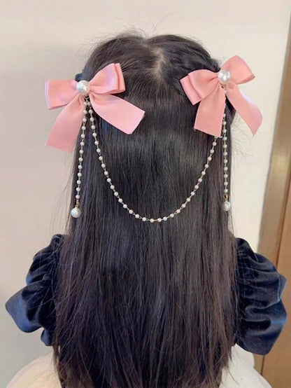 Pearl Hair Clip with Bowknot For Girls
