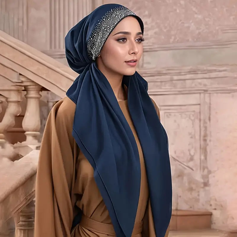 Rhinestone band elastic band headscarf