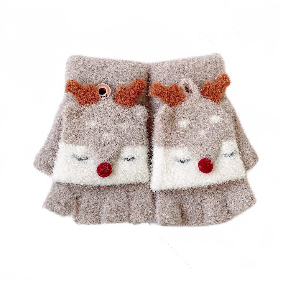 Cute Cartoon Winter Flip Gloves