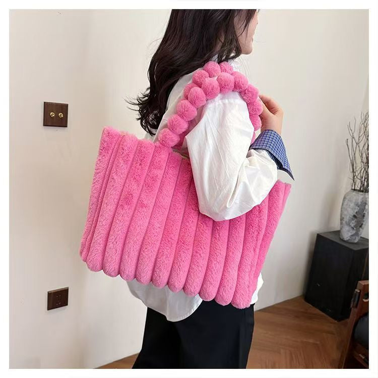 Women Stylish Fluffy Heart Shoulder Bag