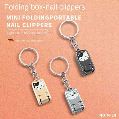 Portable Folding Stainless Steel Nail Clippers with Mini Keychain