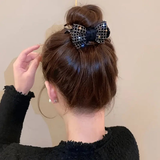 Elegant Black Bow Hair Claw Clip for Women