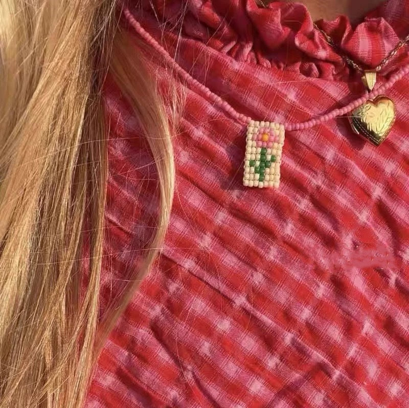 Candy Bead Flower Necklace